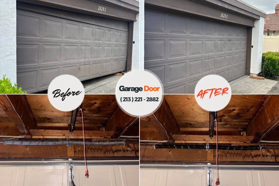Before and after: garage door repair Helmetta, NJ